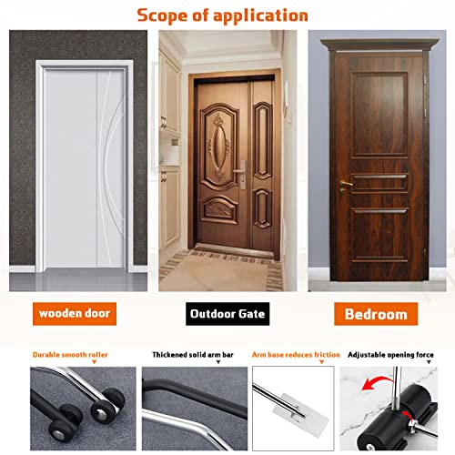 Safety Spring Door Closers, Adjustable Closing Door Hinge, Zinc Alloy High Performance Automatic To Convert Hinged Doors To Self Closing Door (Round Black) #TOP5