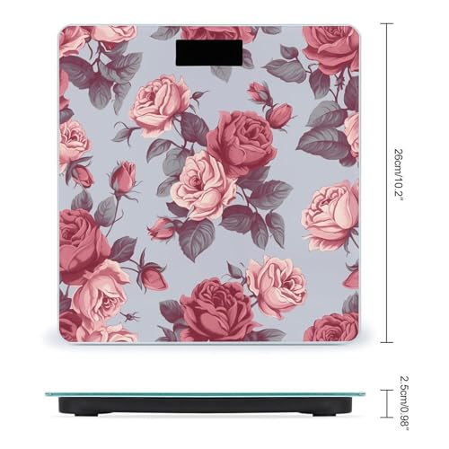 Báscula digital de baño floral Red Roses con pantalla grande miniatura 2