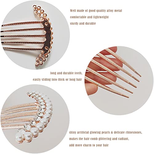 2 Pcs Pearl Hair Side Combs Clip Crystal Rhinestone Hair Combs For Women Decorative Combs Hairpins Hair Accessories For Wedding Party Daily #TOP1