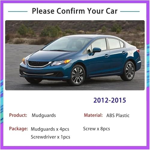 Garde-boue Civic 9 pour berline 2012-2015 bavettes de protection - 7