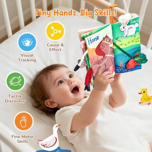 JoyCat Baby Books 0-12 Months, Farm Tail Tummy Time Sensory Cloth Book — view 5