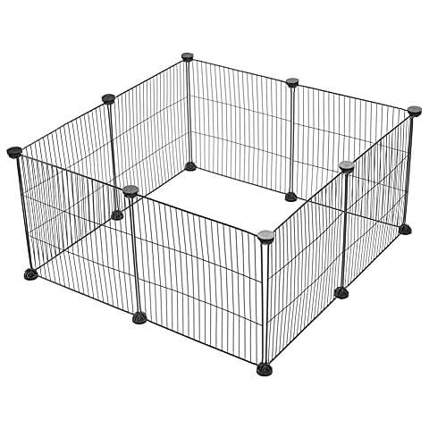 XhuangTech Pet Playpen, DIY Small Animal Cage for Indoor Outdoor Use, Portable Metal Wire Yard Fence for Puppy, Kitten, Guinea Pigs, Bunny, Turtle, Hamster (8 Panels) Cover