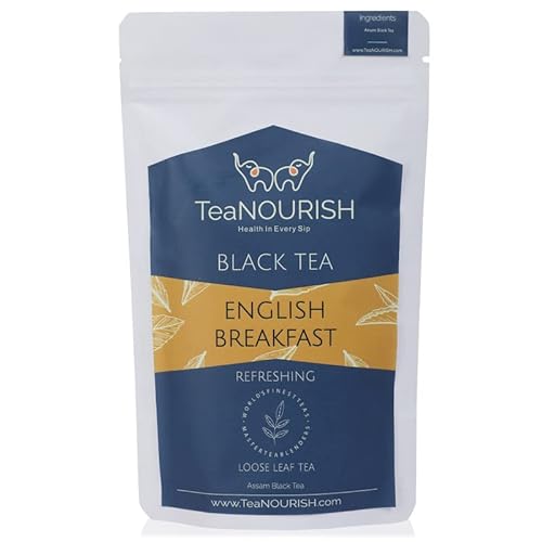Teanourish English Breakfast - Black Tea | Bold And Robust Loose Leaf Assam Tea | Refreshing & Aromatic Flavor | Freshly Sourced Direct From Origin (3.53Oz/100Gms) #TOP9