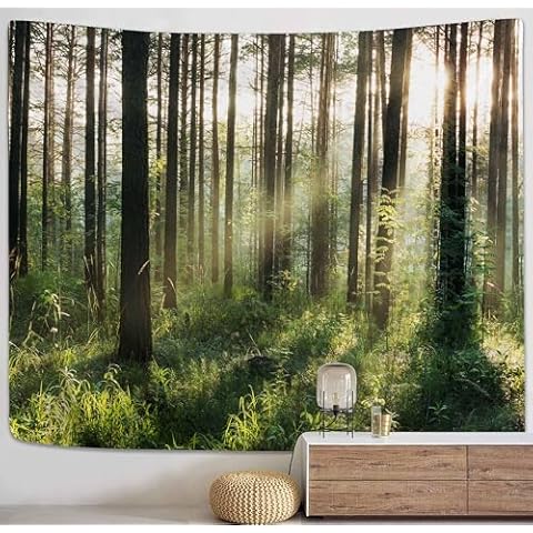 PROCIDA Forest Tree Tapestry Wall Hanging Nature Tapestry Forest Backdrop for Bedroom Living Room College Dorm Aesthetic Decoration, 90" W x 60" H, Sunlight Forest Cover