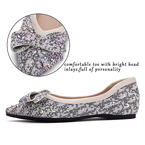 Image of Pearl Decoration Women's Flat Bottom Pointed Toe One Step Shoes