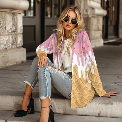 Image of Biyejit Women's Long Sleeve Open Front Cardigan Casual Loose Lightweight Cardigans with Pockets Drape Cardigan