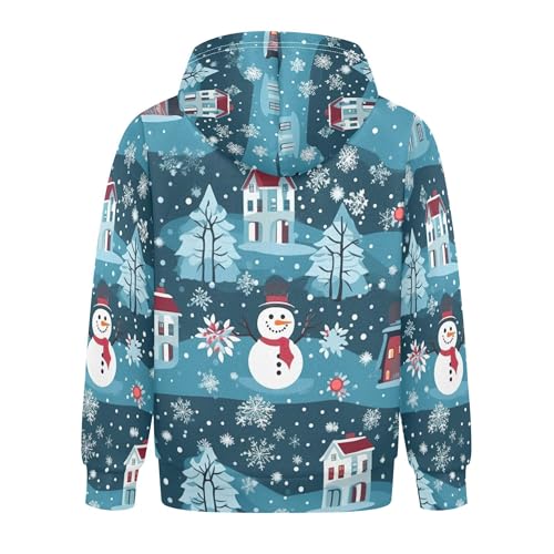 Kids Hoodies Sweaters Christmas Snowman Hooded Sweatshirts with Big Pockets for Boys Girls B04000342