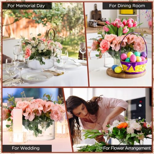 Vase à fleurs rond de mariage低矮设计解决挡视线难题 | 3件套12孔亚克力桌花中心件 - 3