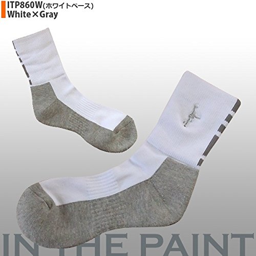 IN THE PAINT インザペイント パネルソックス ITP860W (ホワイト/グレー, 22cm-25cm)