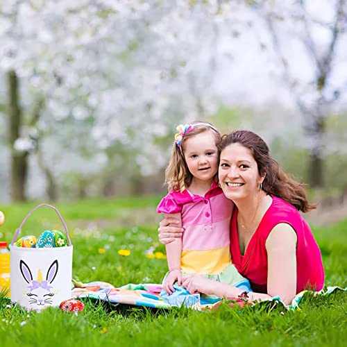 Image of Easter Basket Bags, WOVTE Bunny Easter Basket, Easter Eggs /Gift Baskets for Kids, Bunny Bucket for Easter Eggs,Toys, Candy,Gifts (Purple)