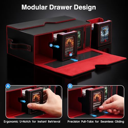 Image of 7-in-1 Commander Deck Box with Battle Case, 6-Deck Modular Card Storage Vault for MTG, Holds 600+ Double-Sleeved Cards, 35PT Magnetic Card Holders & 24 Dividers for TCG Game Night & Tournament