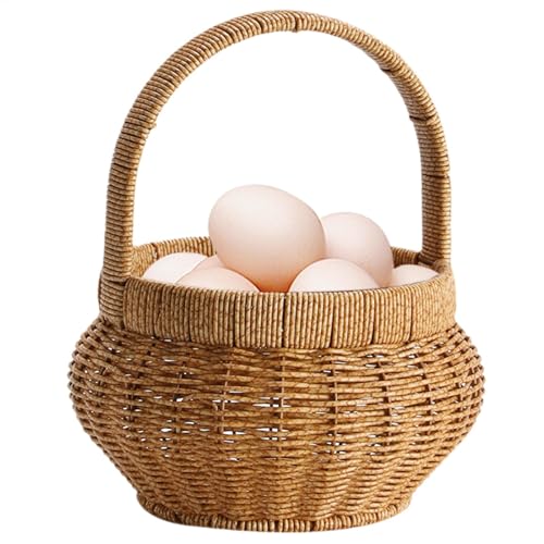 Cesta de frutas tejida natural, almacenamiento multiusos para frutas, verduras y pan, elegante cesta decorativa para cocinas, fácil de limpiar, añade encanto rústico a cualquier entorno del hogar