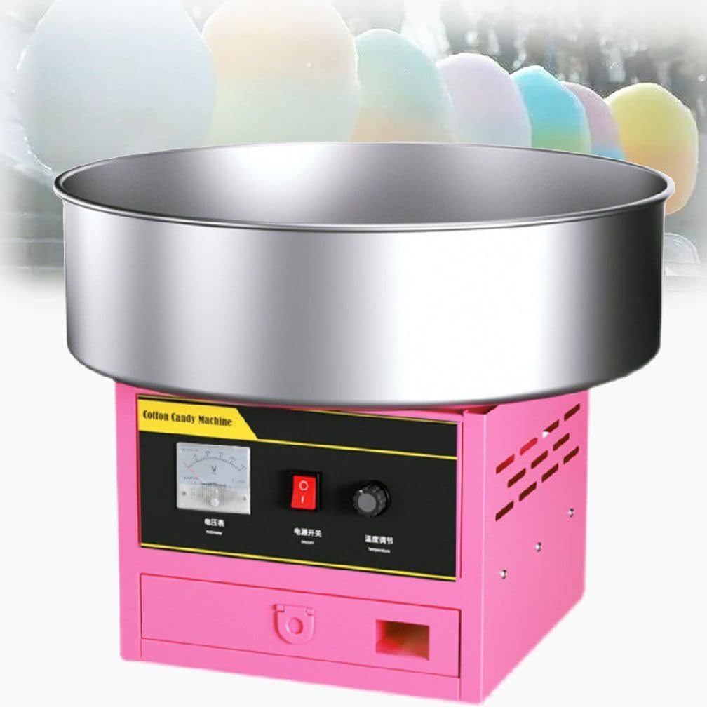 Commercial Cotton Candy Maker, 1200W Electric Cotton Candy Machine, Candy Floss Maker, with Extra Storage Box, for Family Party Amusement Park Carnival,Pink