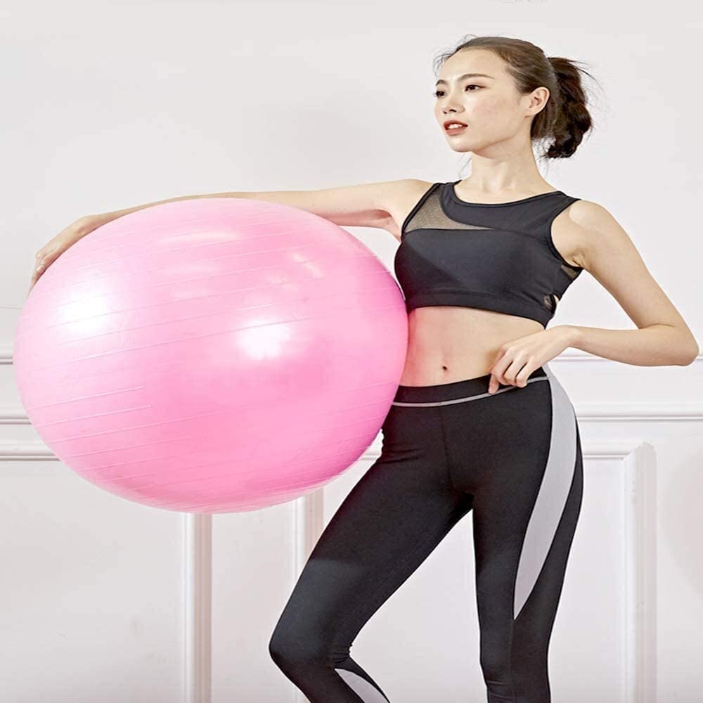 Pelota de Fitness, pelota de Pilates, gimnasio, pelota de Yoga, pelota de parto con bomba de aire for el hogar, oficina, equilibrio de Fitness, pelota de asistencia for el parto ( Color : Pink , Size