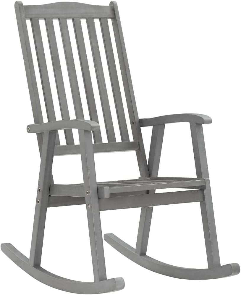 Rocking Chair,Porch Chairs,Ledge Lounger,Outdoor Dining Chair,Patio Lounge Chairs,Garden Lounge Chairs,Deck Lounge Chairs, for Patio Lawn Garden Backyard Deck, Gray Solid Acacia Wood