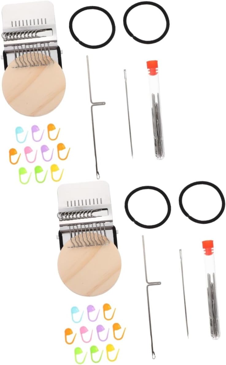 Tofficu 2sets DIY Loom Knitting Machine Kit Wooden Weaving Loom for Clothing Weaving Tools for Beginners Crafts