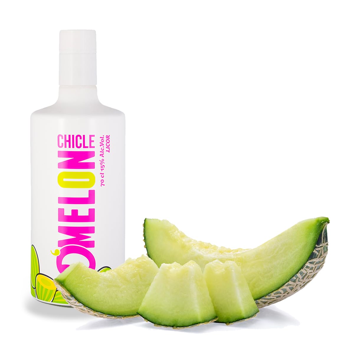 DMELON Licor Chicle de Melón, sabor joven, refrescante y rompedor, Sin Gluten, Sin Lactosa,15%, botella 70 cl