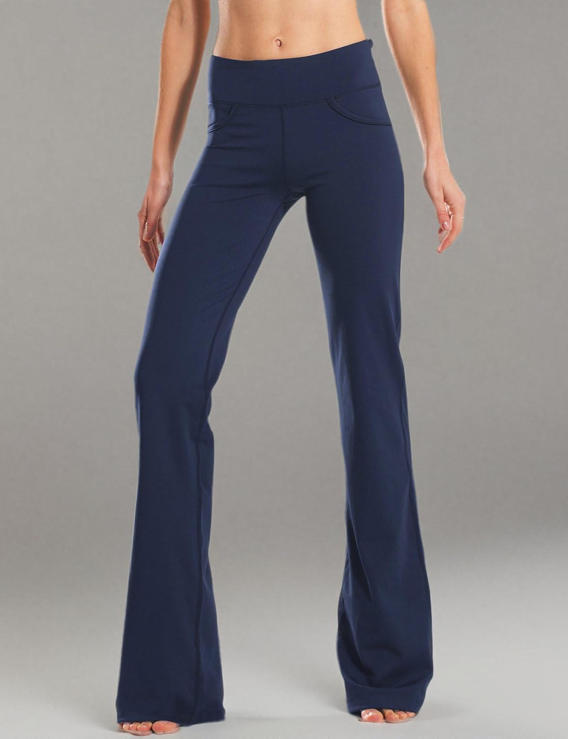 Safort Damskie spodnie do jogi Bootcut, wysokie, 79-86 cm, rozkloszowane długie spodnie, rozciągliwe, biznesowe, z kieszeniami