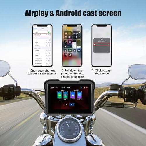 Image of Motorcycle GPS Navigation System with Wireless Carplay Android Auto 5 inch Moto CarPlay Screen with Dual Bluetooth, Navigation /Siri /G00gle Assistant Waterproof