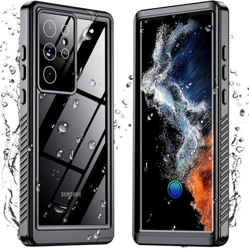Temdan for Samsung Galaxy S22 Ultra Case Waterproof Built-in Lens & Screen Protector[Full Body Shockproof][12 FT Military Drop Proof][IP68 Underwater] Case for S22 Ultra 5G 6.8-Black