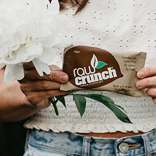 Raw Crunch Bar (Box of 12) - Organic Dark Chocolate - Gluten Free, Grain Free, Dairy Free, Low Carb, Low Sugar, Paleo, Plant Based Protein,150 Calorie Real Food Bar