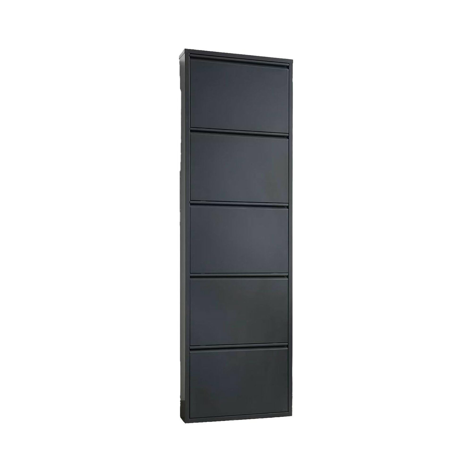 Dmora Schuhschrank Isidro 50x15x172 cm Schwarz 10 Paar 5 Fächer