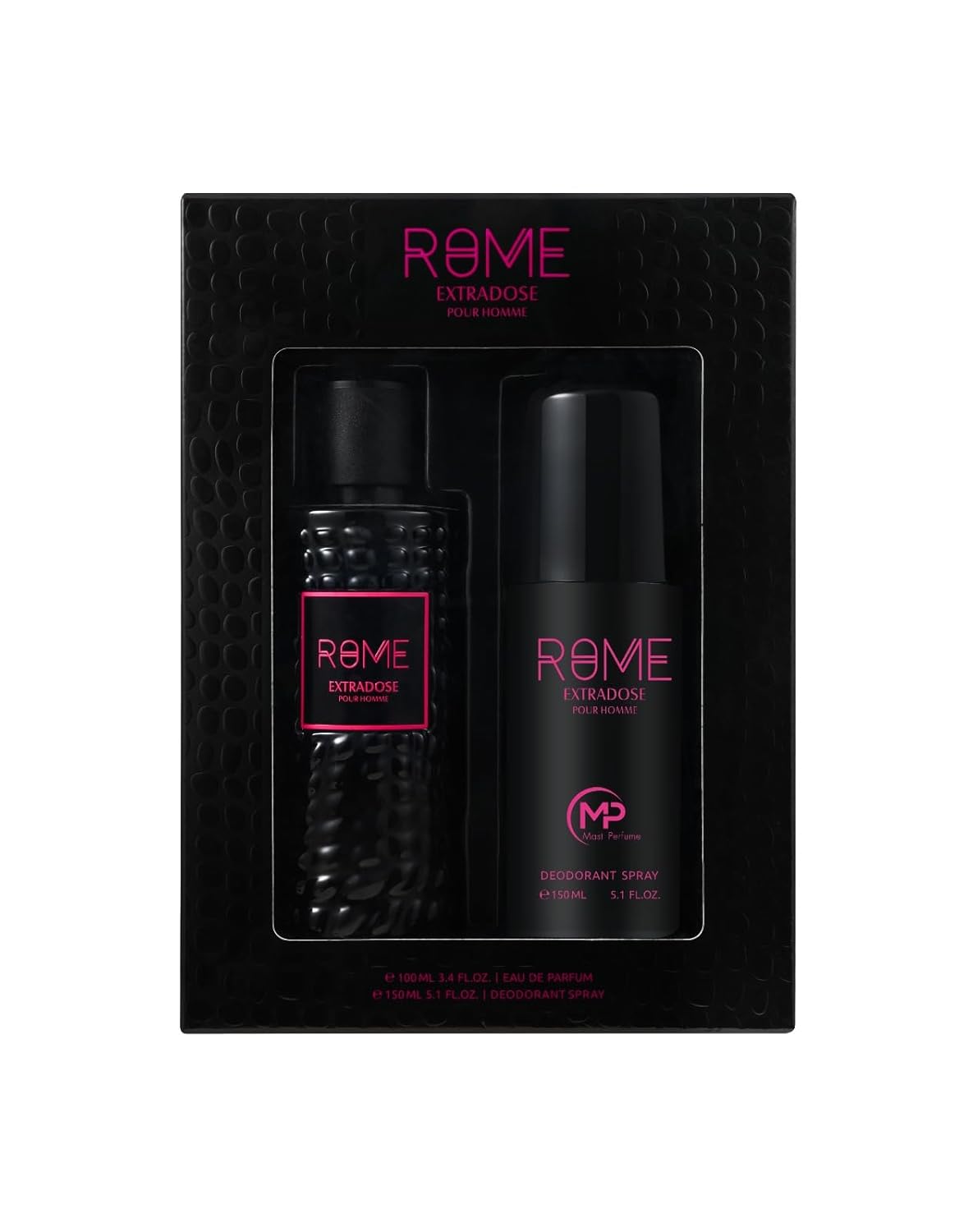 Rome Extradose Pour Homme Eau de Parfum Gift Set for Men, 3.4 Fl Oz EDP Spray + 5.0 Fl Oz Deodorant Spray, 2 Piece Set, Oriental Scent