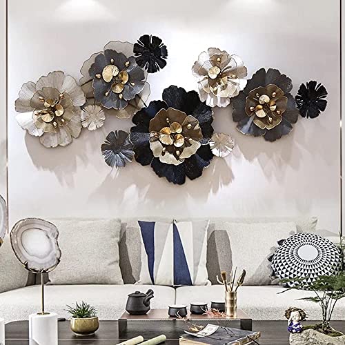 Image of ZOVE Metal Flower 3D Design Blossoming Flower Wall Decor Perfect for Living Room /Hotel /Restaurant /Bedroom (Multcolor, 47 X 23 INCH)