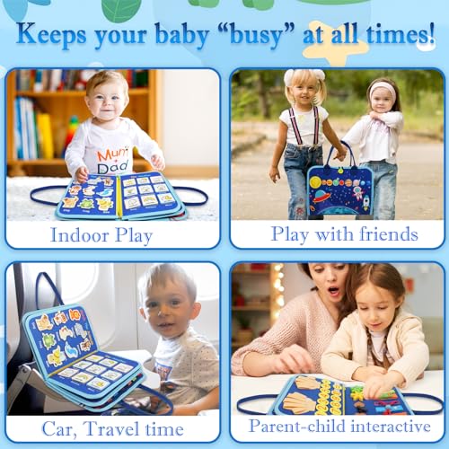 Image of Montessori Busy Board Sensory Toddler Activity Book (Planet) | Toddla Learning Quiet Book for Boys & Girls Ages 1-3, Ideal Birthday & Christmas Gift for 1+ Year Old