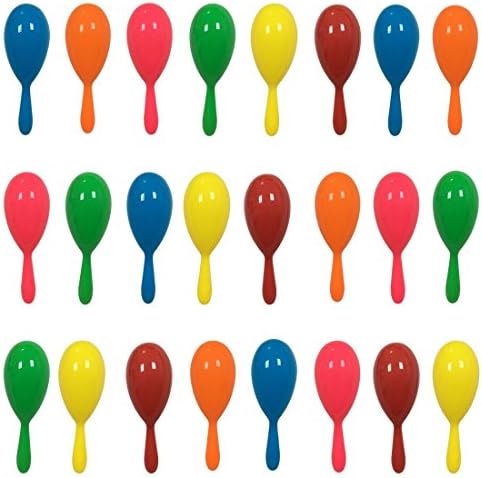 GuassLee 24PCS Neon Maracas Shakers Mini 6 Colors Noisemakers for Mexican Cinco de Mayo Fiestas Centerpiece Decoration or Party Favors