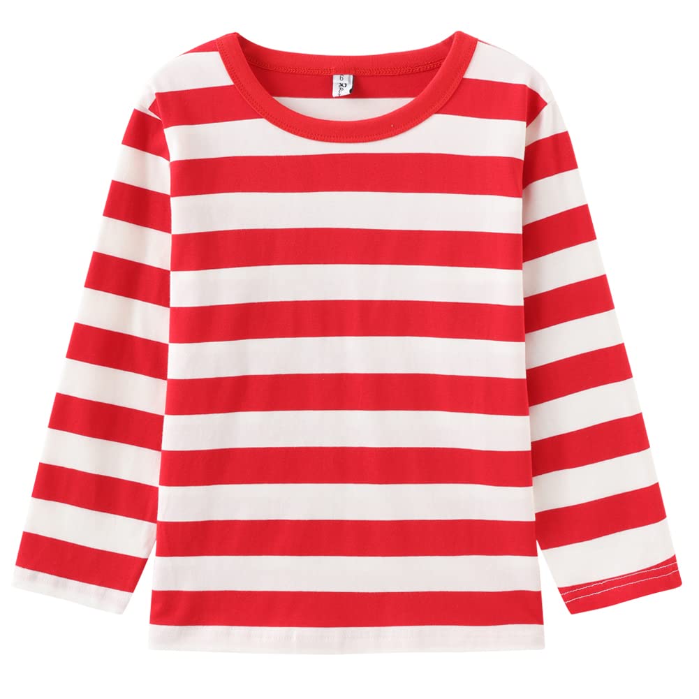 GRANDWISHBoys Girls Striped T-Shirt, Long Sleeve Short Sleeve Crewneck Tee T-Shirt