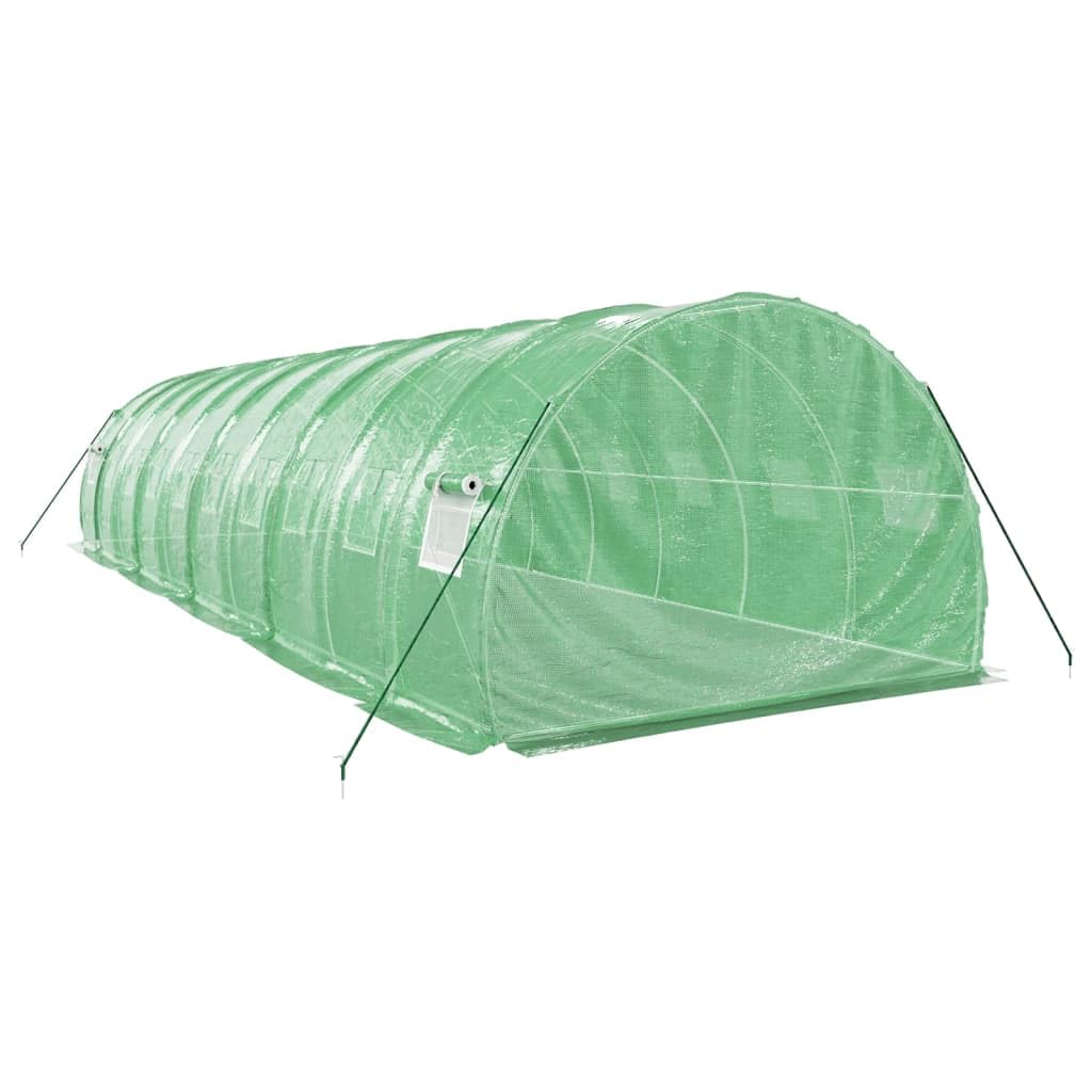 Homgoday Invernadero con Estructura de Acero Verde 30 m² 10x3x2 m, Invernadero Caseta Jardín Terraza Plantas Semilla Cultivo Huerto Verduras Cubierta Casero