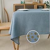 NLMUVW Mantel cuadrado de lino sintético, impermeable, resistente a las arrugas, con textura, para cocina, comedor y fiesta, 54 x 54 pulgadas, color azul