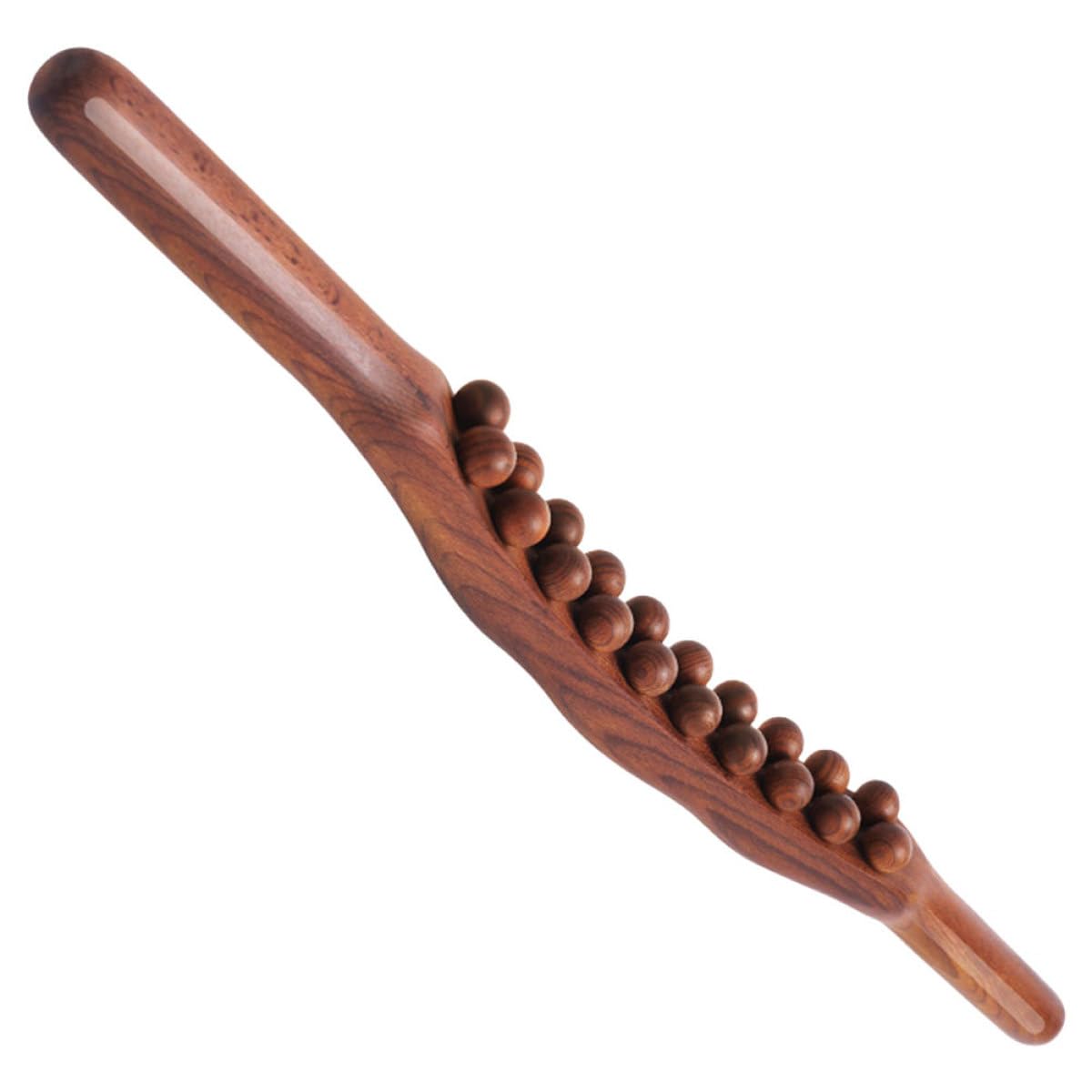 Bastone Massaggio in Legno Solido Portatile 20 Perle Doppie per Rilassare i Muscoli, Strumento Massaggiatore per Casa e Viaggio, per Massaggio Piedi e Corpo