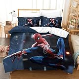 Parure De Lit Housse De Couette Lit 3 Pièces Adulte Hommes Ado Enfants Garçons 3D Spiderman Bedding Motif Microfibre Anime Y2k,pour Adultes Hommes Jeunes Garçons Enfants Double（200x200cm）