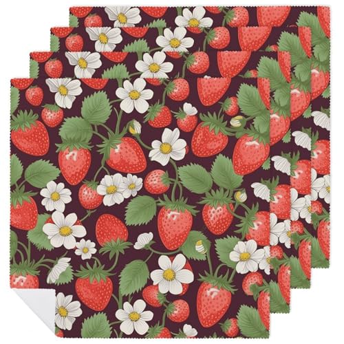 Servilletas de tela de fresa en pack de 4 unidades miniatura 1