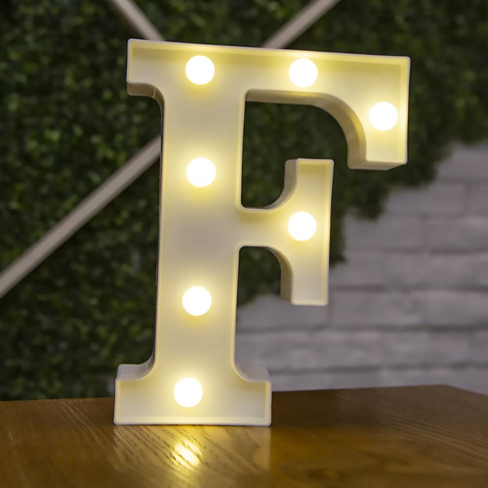 letter lights LED symbol shape, Alphabet Plastic Marquee Table Lamps, Lighting up Words, Birthday Wedding Party Everyday Home Wall Hanging Decor-F