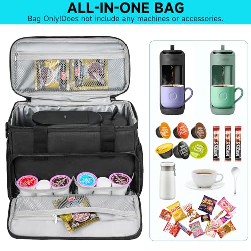 Image of Coffee Maker Travel Bag Compatible with Keurig K-Mini Mate /Mate Plus,Single Serve Coffee Brewer Carrying Case with Multiple Pockets for K-Cup Pods & Accessories,Gift for Coffee Lovers,Easy-Clean,Black