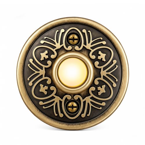 Bouton de sonnette lumineux interrupteur poussoir decoratif metallique pour porche