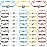 Junkin 50 Pcs Autism Awareness Bracelet Autism Puzzle Piece Adjustable Bracelet Asperger Awareness Jewelry Gift Heart Charm Stuff for Adults Teacher Mom Wife Husband Auntie