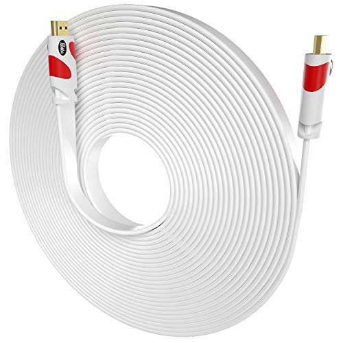 Câble HDMI plat de 12m Postta cordon HDMI 2.0 4K blanc et rouge pour TV et home cinéma