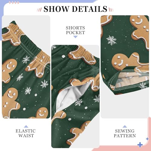 Boys' Pants Star Gingerbread Man Dark Green Long Bottoms Jogger Pants Elastic Waist Trousers with Pockets S-XL4