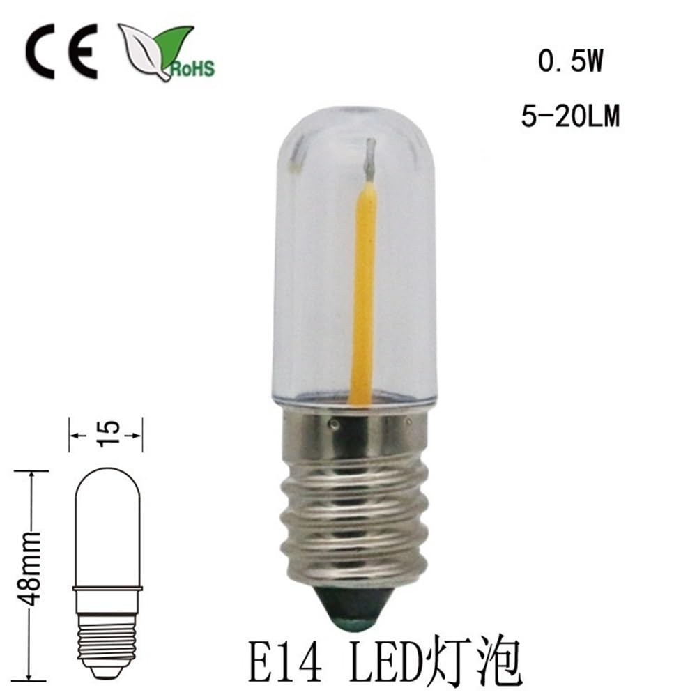 fengyan Casa bombillas, Paquete de 20 bombillas LED indicadoras E12/E14 CA 220 V, 0,5 W, carcasa de plástico Familiar Lámpara(2200K Yellow,E12)