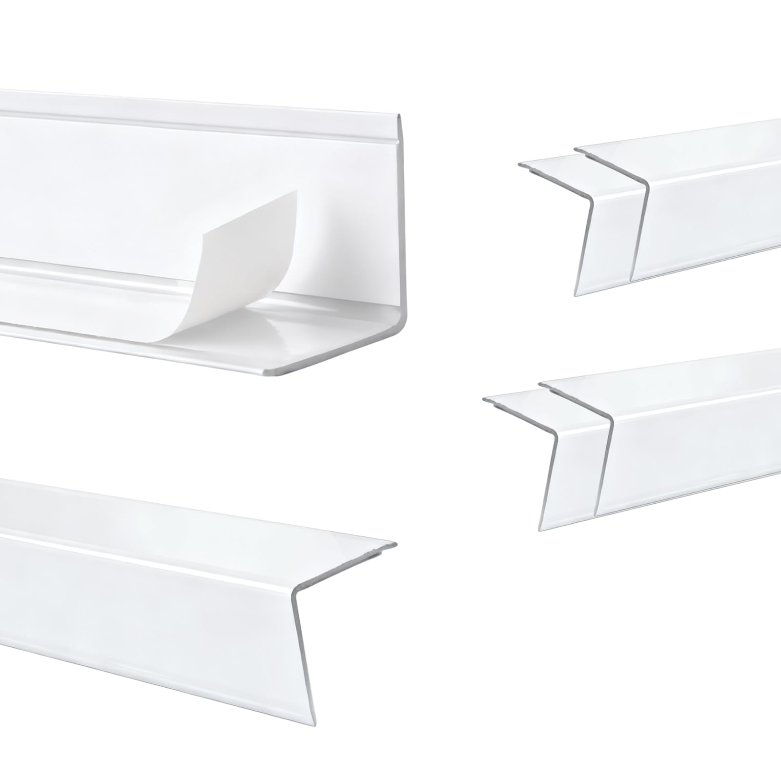 4 protectores de esquina de aluminio, autoadhesivos, sin taladrar, universales para azulejos, hormigón, madera, superficies de vidrio en el hogar y la oficina (porcelana blanca)