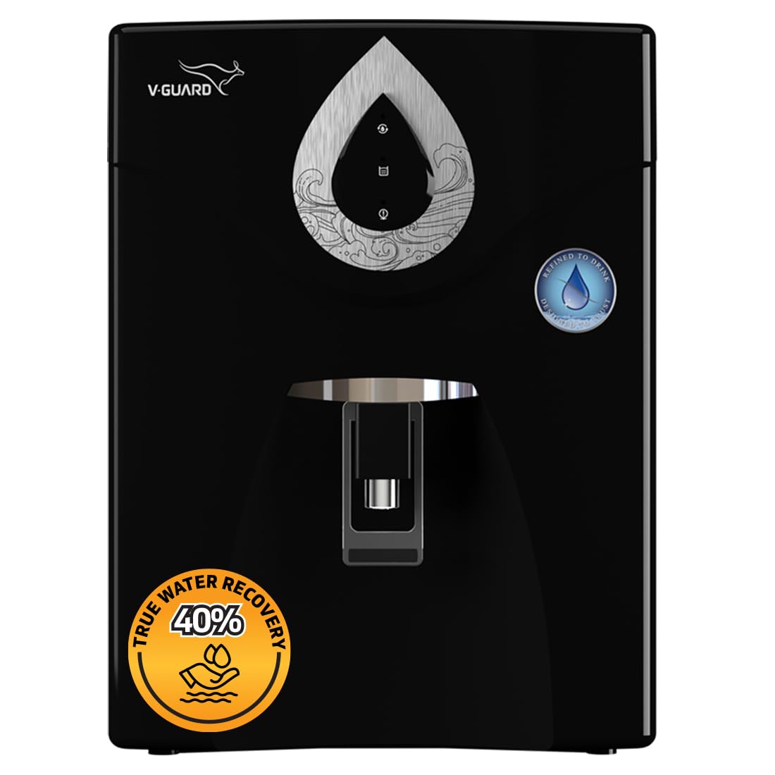 V-Guard Zenora RO MF Water Purifier Filter For Home | Save 60+ Glasses Of Water Every Day | 1-Year UNCONDITIONAL Warranty With Proactive Service | 7 Stages | Mineral Health Charger| 7 L, Black