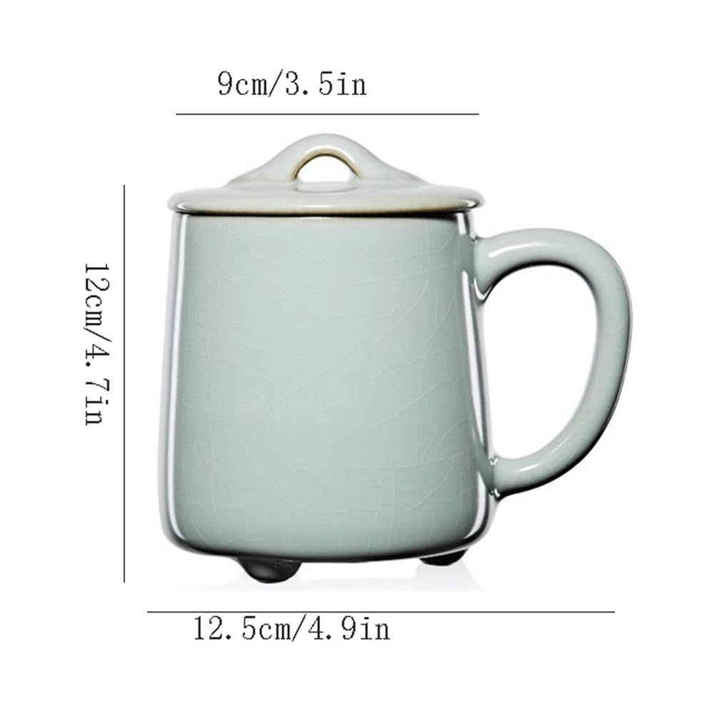 Kubek do kawy, 14 Oz Solid Color Handmade Chinese Ceramic Mug With Lid With Handle Office Home Tea Cup For Men And Women Models.