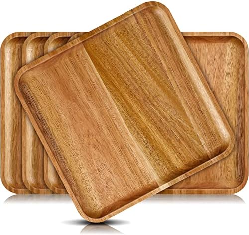 Abizarch Round Wood Plates 10inch/8inch Acacia Wood Dinner Plates Lightweight Serving Dishes Unbreakable Charger Plates Multipurpose Wood Serving Plates For Snack Dessert Housewarming Christmas Gift