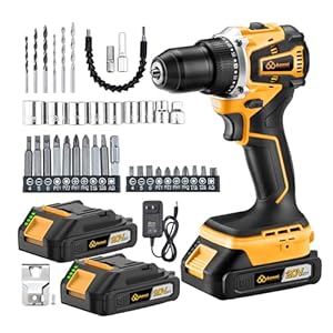 Cordless Drill Set/Driver, 20V Electric Power Drill With Battery And Charger, 40N Torque, 20+1 Settings, 2 Batteries,3/8-Inch Keyless Chuck, Driver Bits Kit, LED Light