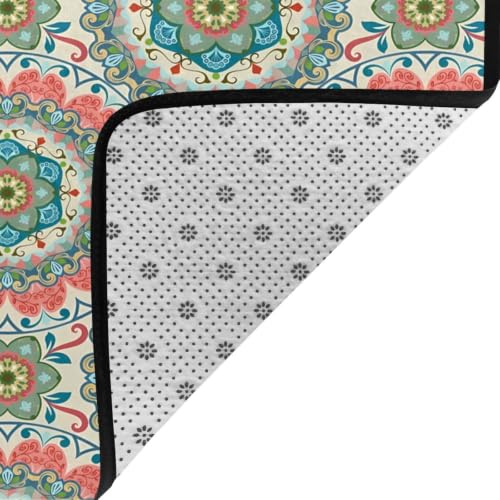 Alfombra de felpa para crear un rincón de lectura acogedor con diseño vintage de mandala 6
