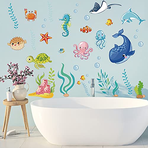 Runtoo Under The Sea Wall Decals Fish Underwater Wall Stickers For Kids Bedroom Nursery Bathroom Adventure Wall Décor #TOP2